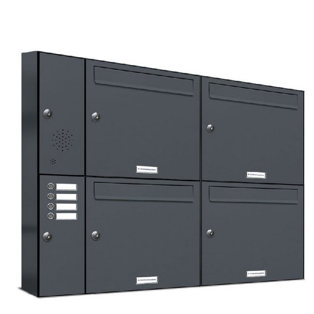 Bild von AL BRIEFKASTENSYSTEME Briefkasten »Premium«, (BxH): 76.6 x 79.8cm, Anzahl Schlitze: 4, Aufputzmontage - grau