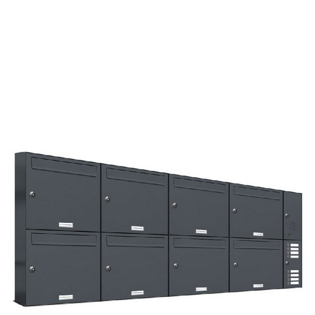 Bild von AL BRIEFKASTENSYSTEME Briefkasten »Premium«, (BxH): 168 x 68.4cm, Anzahl Schlitze: 8, Aufputzmontage - grau