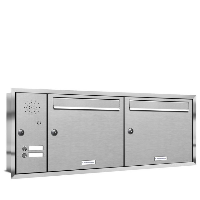 Bild von AL BRIEFKASTENSYSTEME Briefkasten »Premium«, (BxH): 91.4 x 34.5cm, Anzahl Schlitze: 2, Aufputzmontage - grau