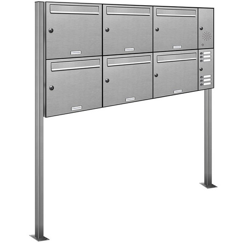 Bild von AL Briefkastensysteme Standbriefkasten 6 Fach Premium Edelstahl Briefkasten Post A4 modern robustwetterfest