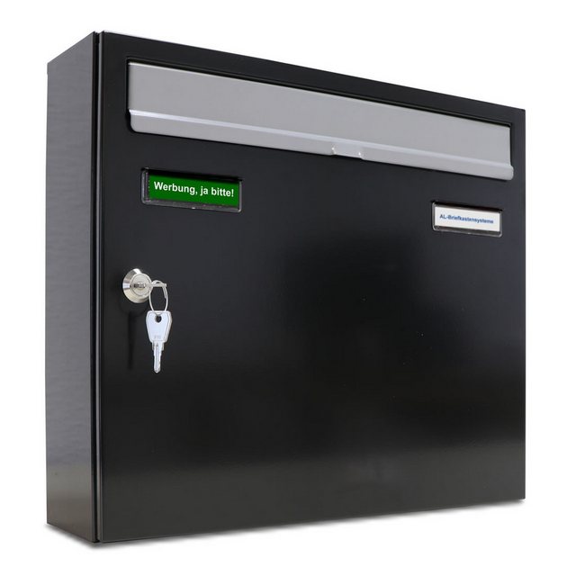 Bild von AL Briefkastensysteme Wandbriefkasten 1 Fach Premium Briefkasten A4 in RAL 7016 Anthrazit Grau wetterfest