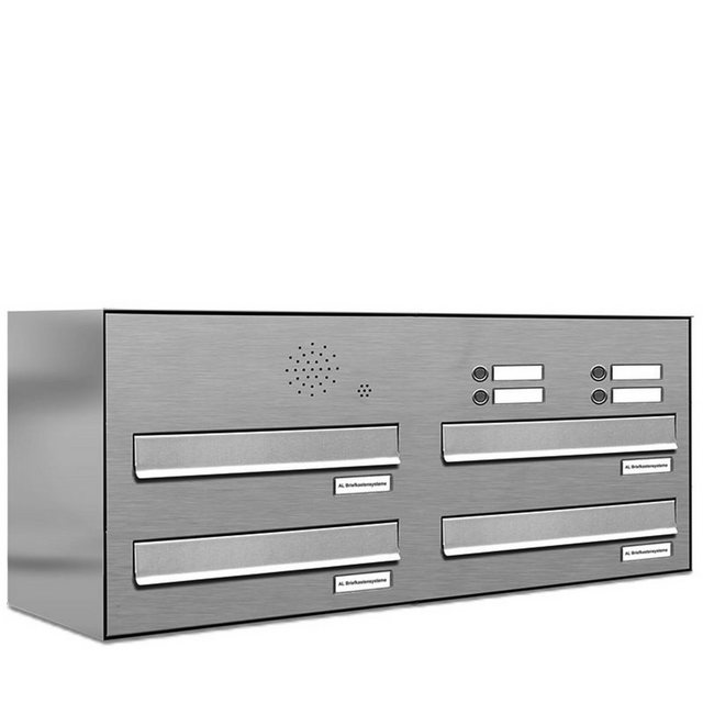 Bild von AL BRIEFKASTENSYSTEME Briefkasten »Premium«, (BxH): 76.8 x 34.5cm, Anzahl Schlitze: 4, Zaunmontage - silberfarben
