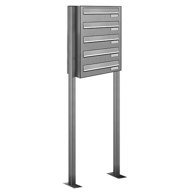 Bild von AL Briefkastensysteme Durchwurfbriefkasten 5 Fach Premium Edelstahl Briefkasten Post A4 modern robustwetterfest