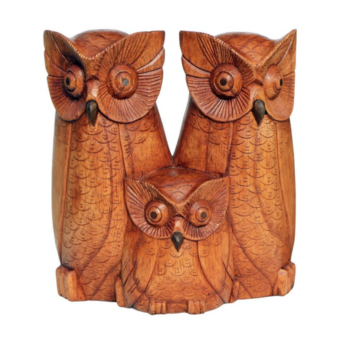 Bild von Wogeka Tierfigur Eulenfamilie aus Holz