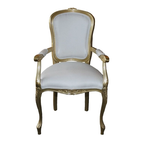 Bild von Eleganter Casa Padrino Barock Esszimmerstuhl in Weiß/Gold