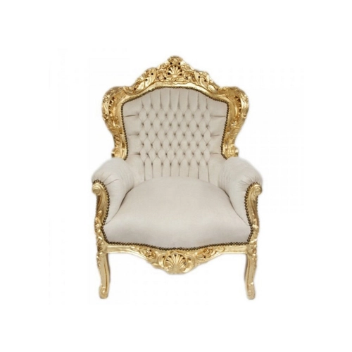 Bild von Casa Padrino Barock Sessel King Creme Samtstoff/Gold - Antik Stil Sessel