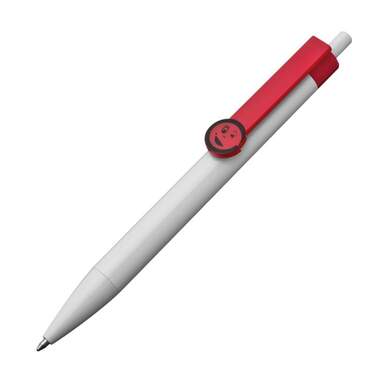 Bild von Macma Kugelschreiber 25x Druckkugelschreiber / mit Smile Gesicht / Clipfarbe: rot