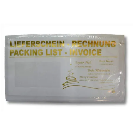 Bild von DM-Folien Versandtasche 100 Lieferscheintaschen Lieferschein/Rechnung / DIN lang / "Frohe Weih