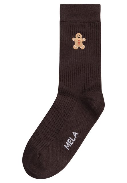Bild von MELA Socken Unisex Gerippte Socken Stickerei 1er Pack Das Elasthan "Roica" ist abbaubar, ohne Schadstoffe zu hinterlassen