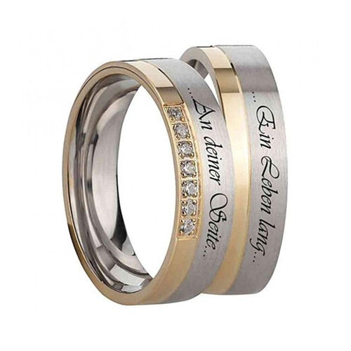 Bild von Bicolor Sterling Silberring SR992-SR993g von Mabro Steel