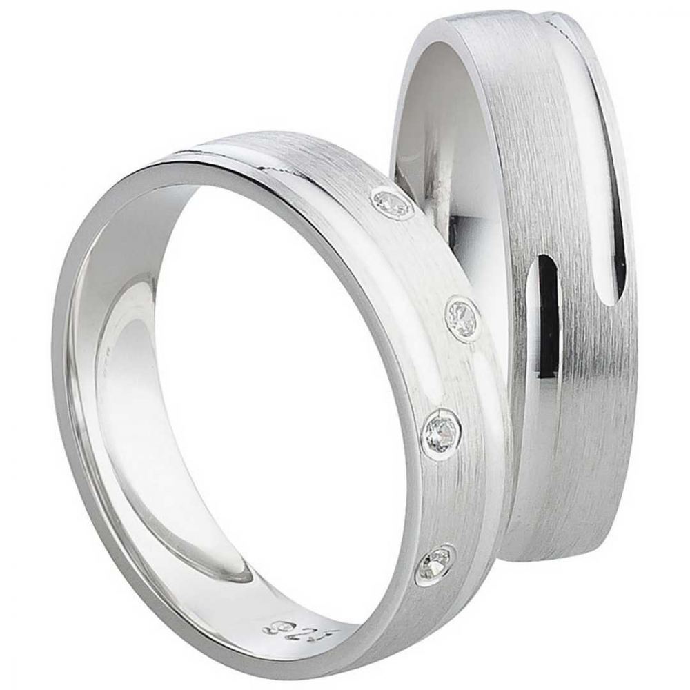 Bild von Hochwertiger Silberring mit 4 Zirkonias SR080-SR081