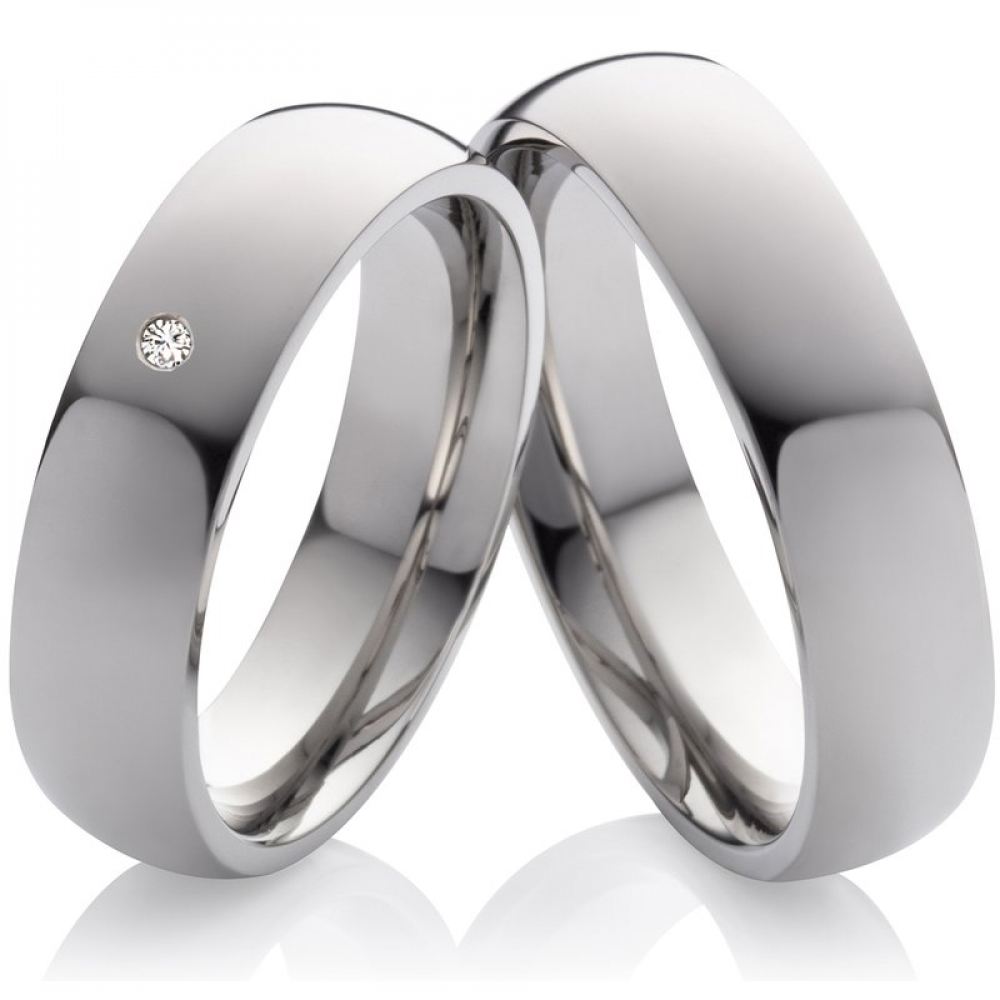 Bild von Partnerringe Titan MOR62 6mm breite und Stein