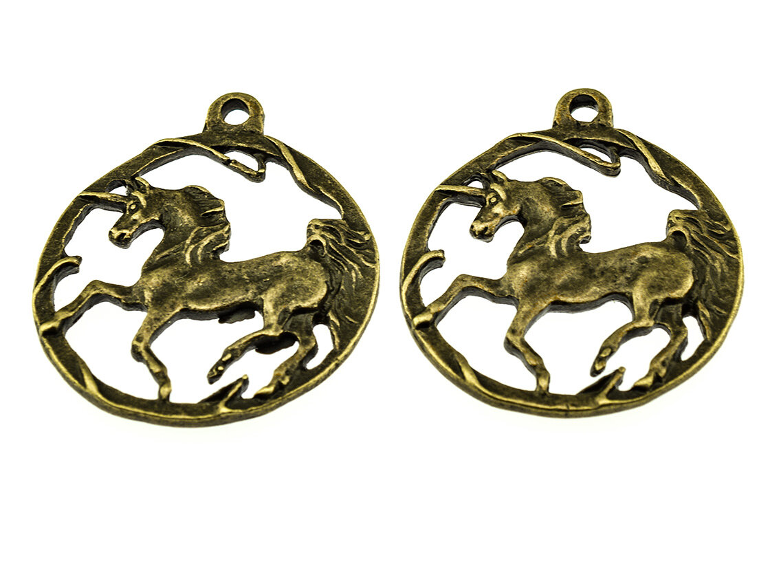 Bild von 4 Anhänger "Unicorn" in antik bronzefarben