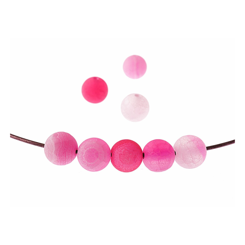 Bild von Achatperlen in pink gefrostet 8mm - 4 Stück