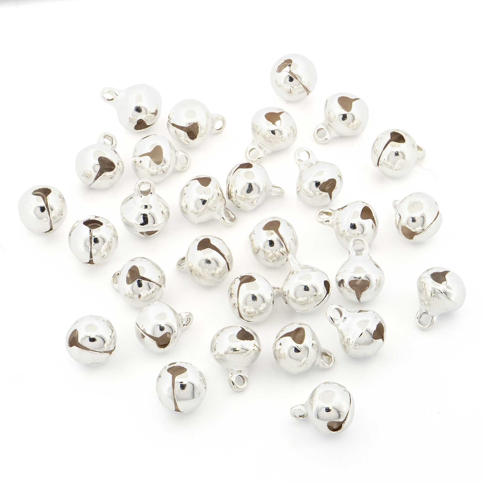 Bild von Glöckchen in silberfarben mit Aufhängung, 30 Stück, 8 mm