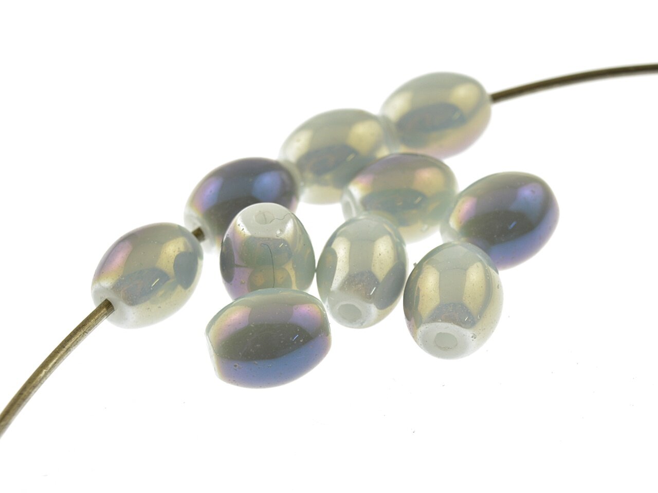 Bild von 10 ovale Glasperlen in grau-violett glänzend