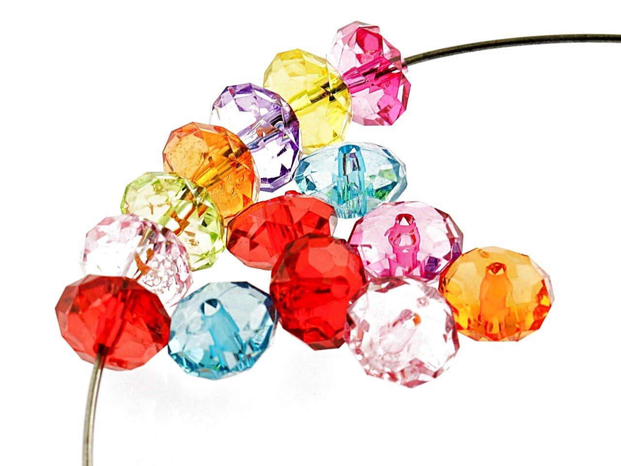 Bild von 20 bunte Perlen aus Acryl in Glasschliffoptik, 12 mm