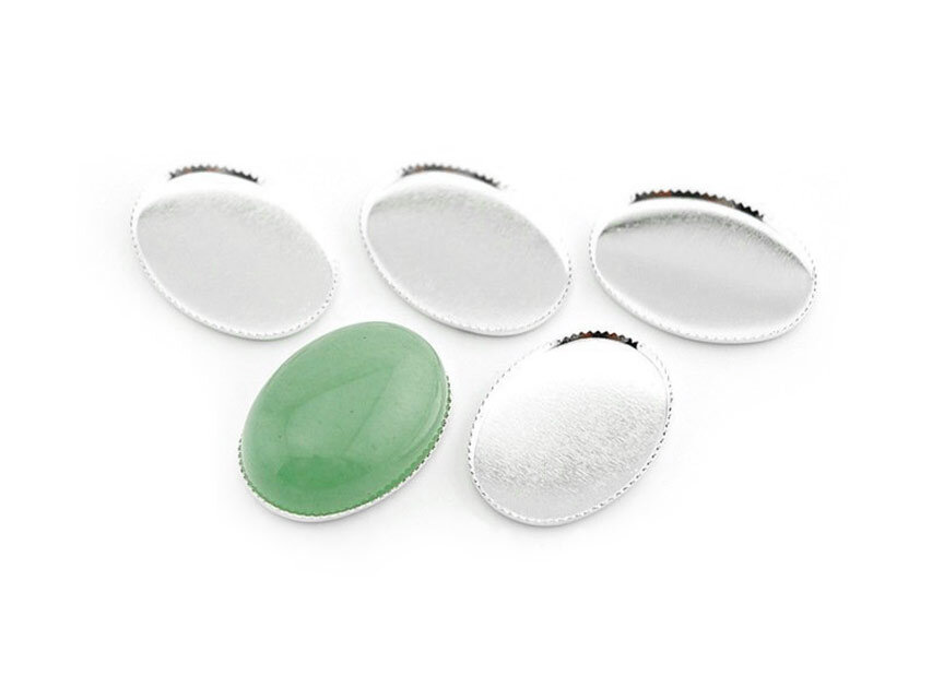 Bild von 10 Fassungen für 18 x 13 mm Cabochons in silberfarben