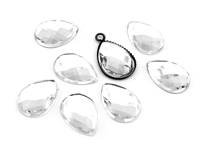 Bild von 12 Cabochons 13 x 18 mm Tropfen klar Acryl