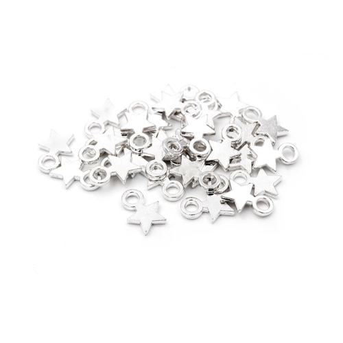 Bild von Vintageparts kleine Sterne als Anhänger in silberfarben - 30 STK DIY-Schmuck