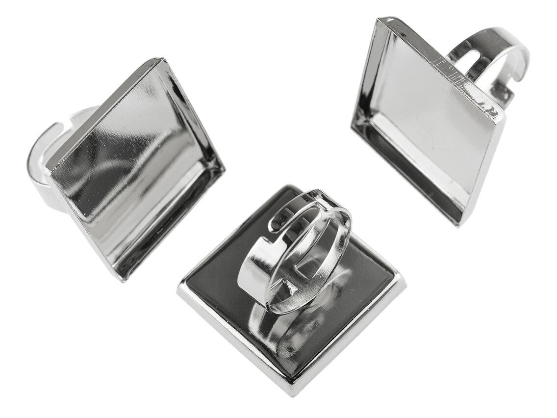 Bild von Ringrohlinge in silberfarben platiniert für 25 mm Cabochons 2 Stück