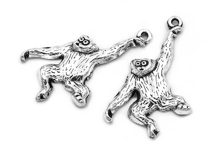 Bild von Anhänger als Gibbon in vintage silberfarben 4 Stück