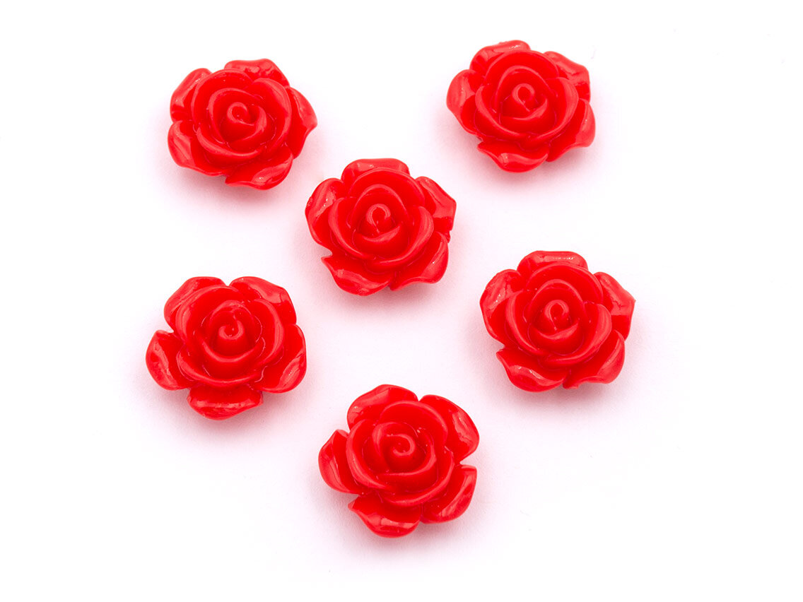 Bild von filigrane Cabochons als Rose in rot 15 mm 6 Stück