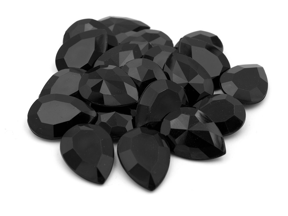 Bild von Cabochons aus Acryl als Tropfen 18x13mm in schwarz 20er Set