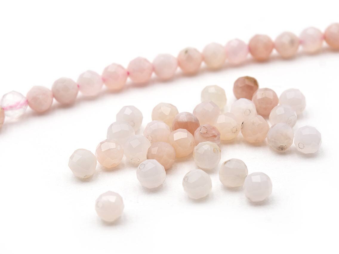 Bild von facettierte Perlen aus Pink Opal 4mm in rosa 4 Stück