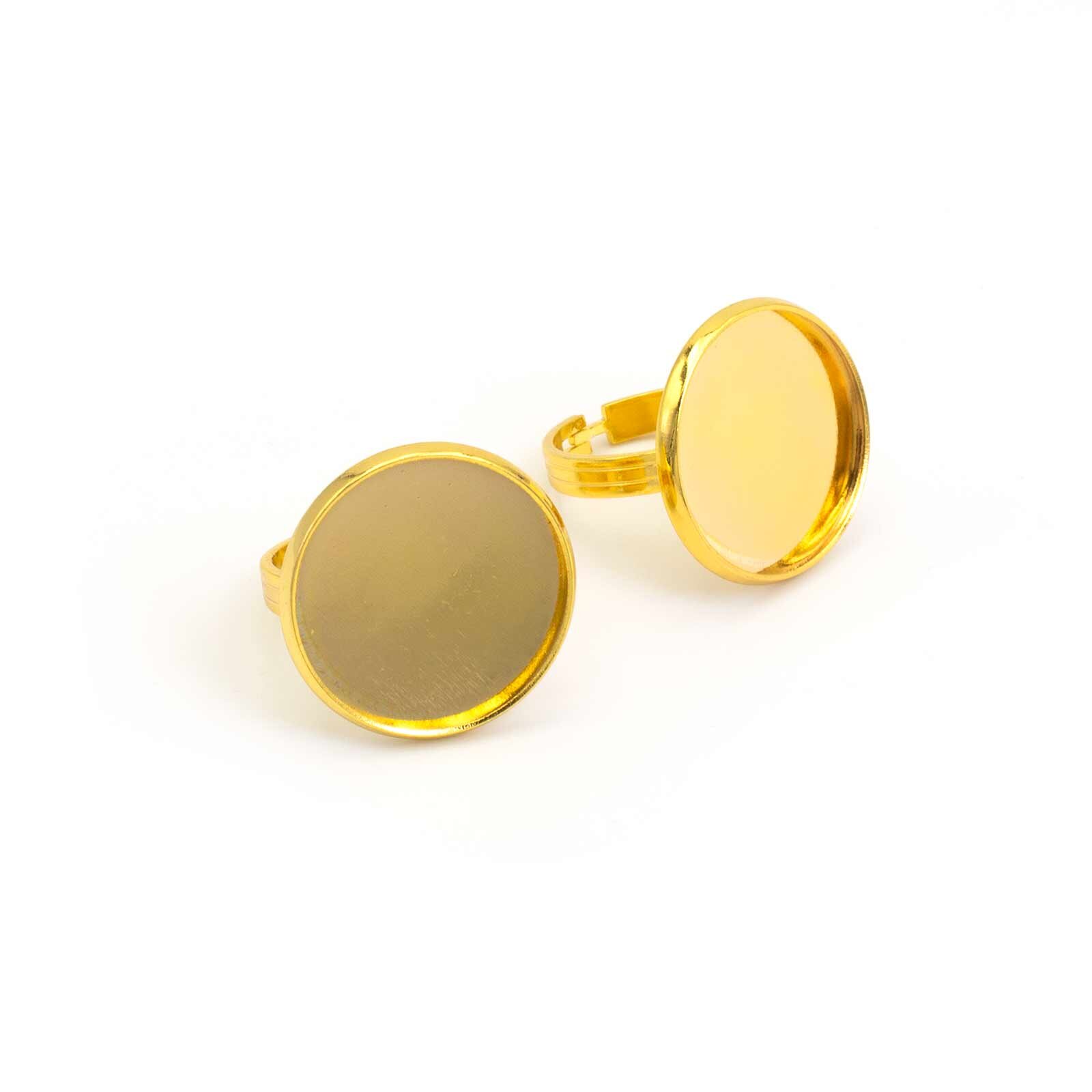 Bild von Ringrohlinge mit runder Fassung für 20mm Cabochons in goldfarben 2...