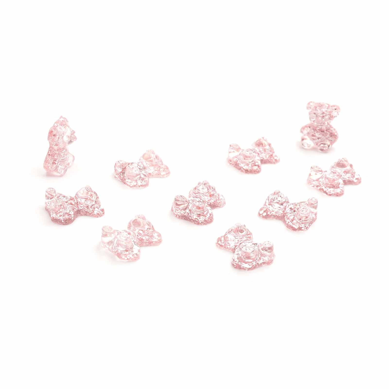 Bild von Teddybär Cabochons aus Resin in rosa mit Glitzer 10 Stück