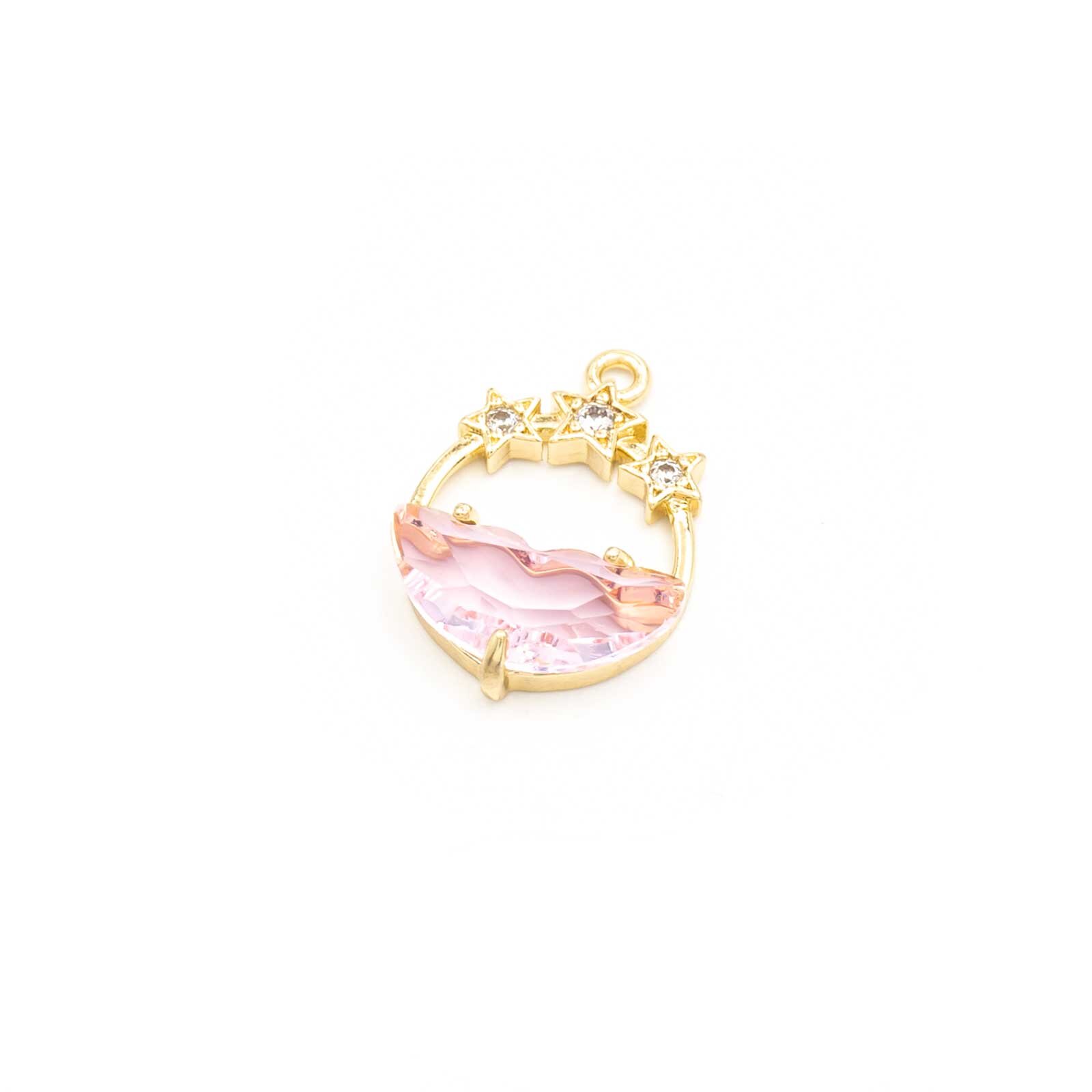 Bild von goldfarbener Anhänger mit Schmuckstein in rosa und Zirkonia Steinen...