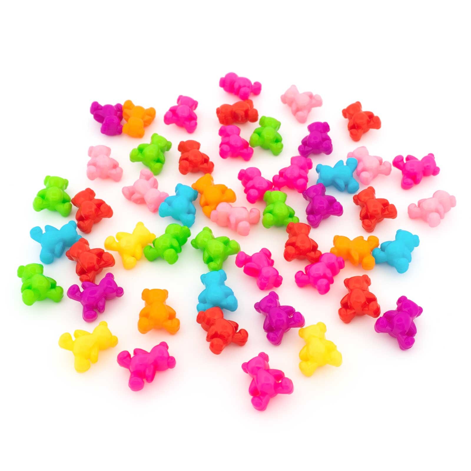 Bild von Acrylperlen als Teddybär im Farbmix 13 mm 50 Stück