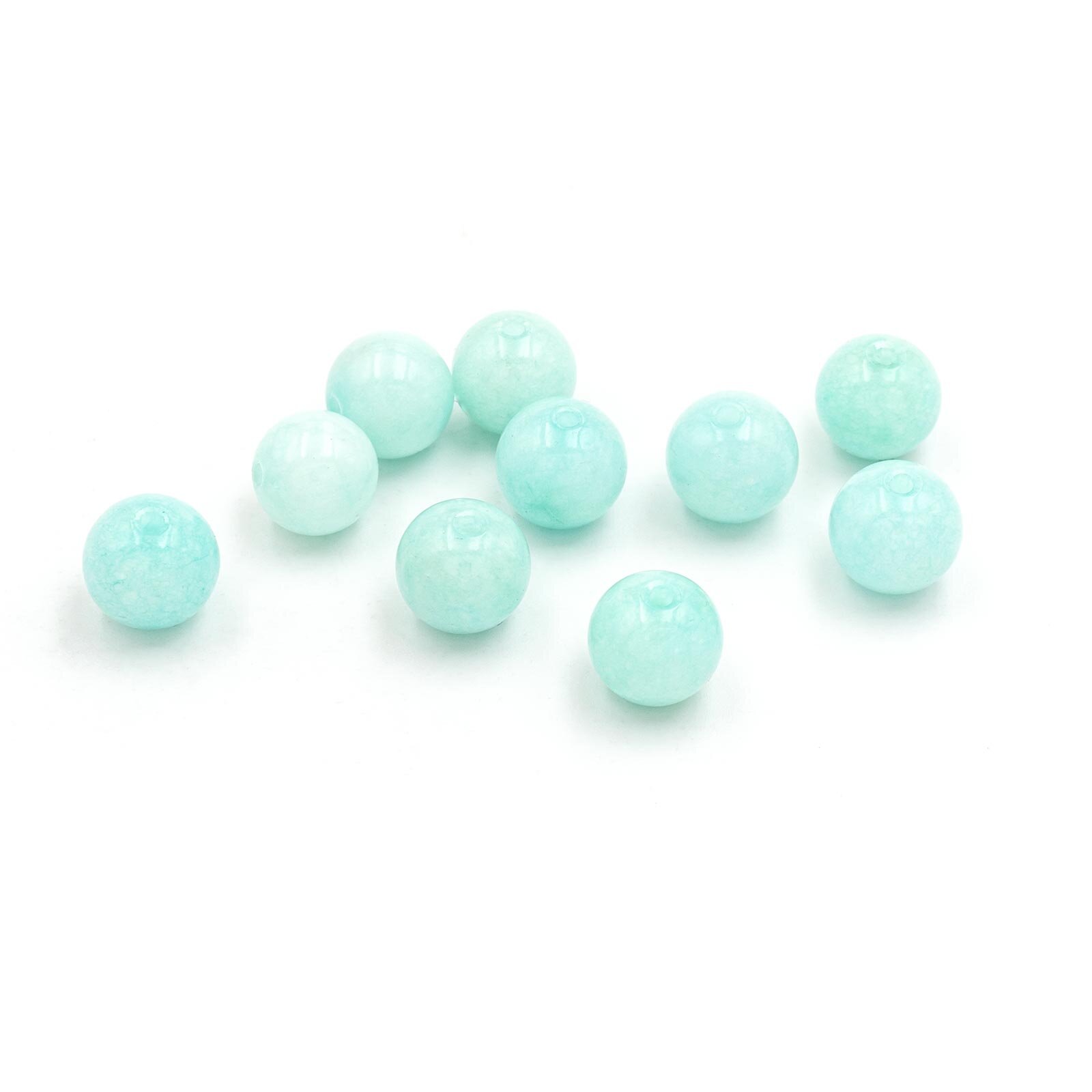 Bild von Perlen aus Jade opak in hellblau gefärbt 8mm 10 Stück