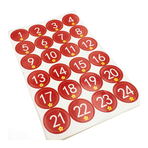 Bild von Rote runde Sticker 1 bis 24 mit dezentem Motiv – Ein perfekter Begleiter für deinen Adventskalender