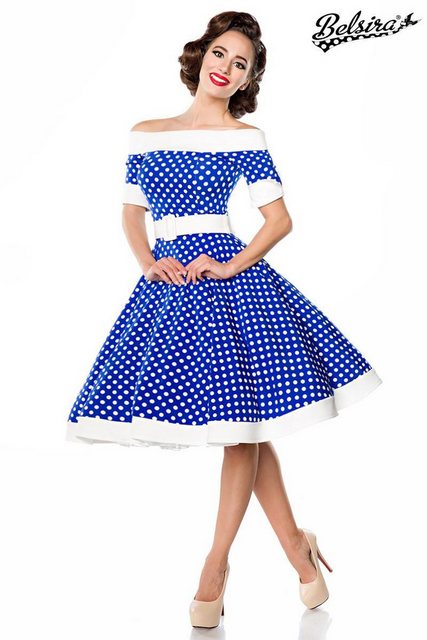 Bild von Retrokleid mit Punkte, Elegantes Retrokleid mit Tellerrock und kurzen Ärmeln, Taillierte Passform mit nahtfeinem Reißverschluss für einen stilvollen Look