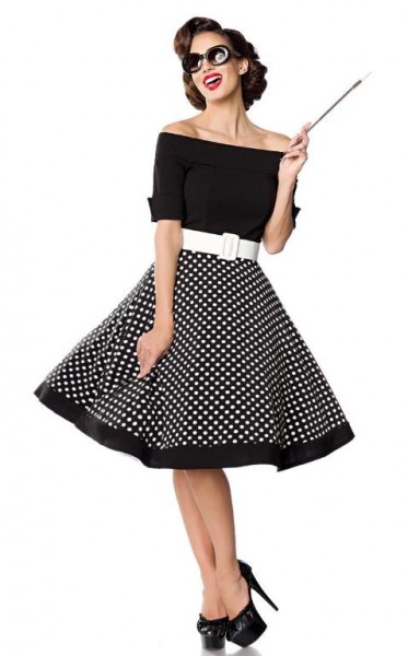 Bild von Belsira, Damen, Kleider, schulterfreies Swing-Kleid, Schwarz, (XL)