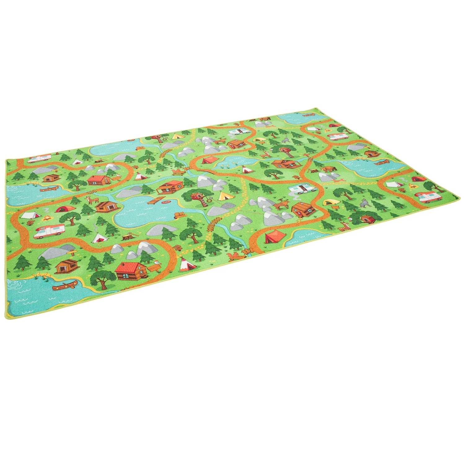 Bild von Snapstyle Kinder Spiel Teppich Campingplatz Bunt 100x200cm