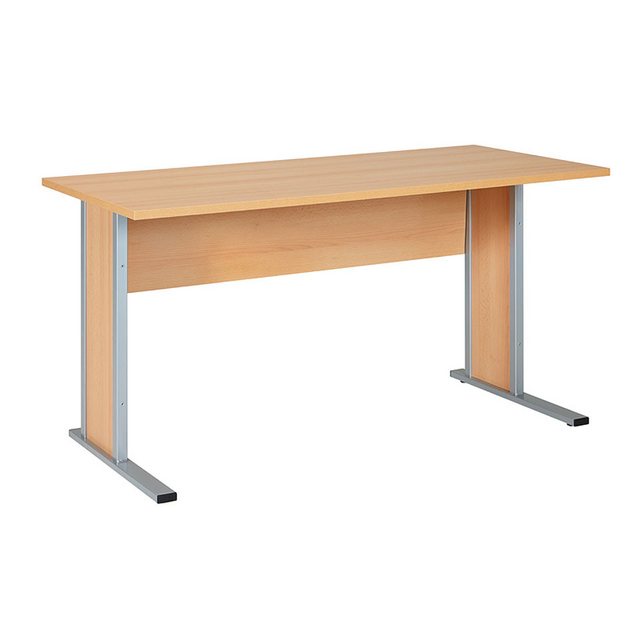 Bild von Lomadox Schreibtisch, Büromöbel Tisch Arbeitszimmer Buche hell Metallgestell 140 cm breit