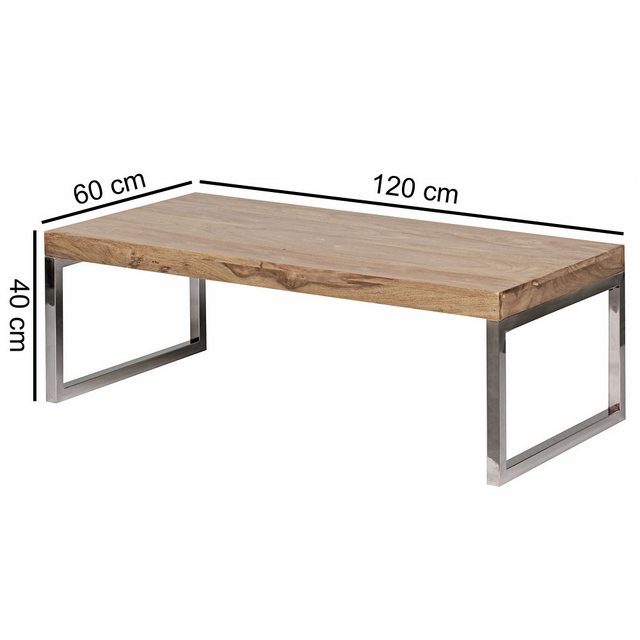 Bild von Couchtisch Massiv-Holz Akazie 120 cm breit Wohnzimmer-Tisch Design dunkel-braun Landhaus-Stil Beistelltisch B/H/T ca. 120/40/60cm