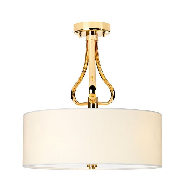 Bild von Licht-Erlebnisse Deckenleuchte HATIR, LED wechselbar, Warmweiß, Deckenlampe IP44 G9 Creme Gold 3000 K 960 lm Stoff Metall Beleuchtung