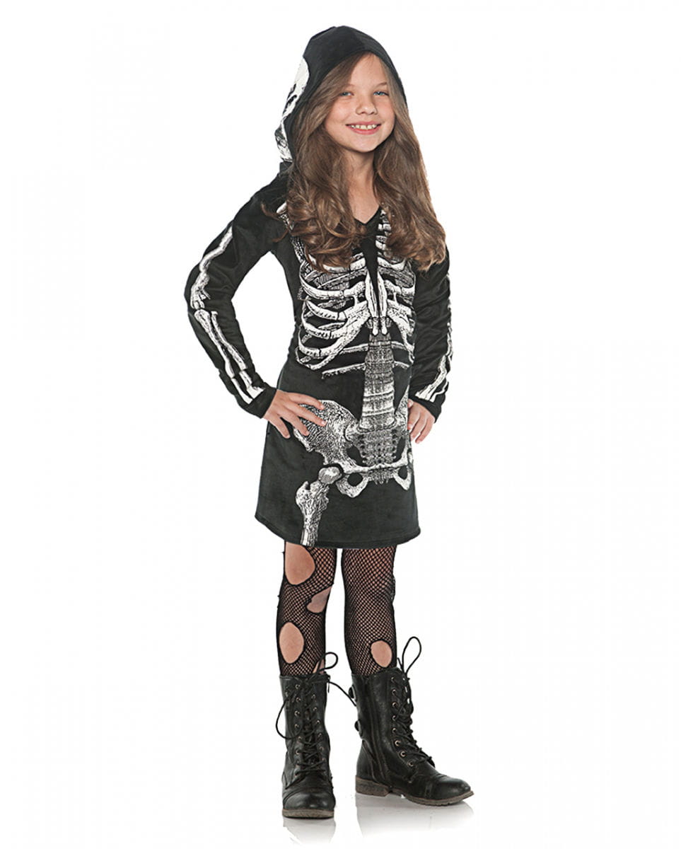 Bild von Skelett Kapuzenkleid für Kinder L