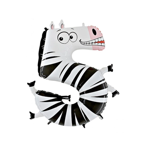Bild von Animaloon Zahl 5 Zebra  Geburtstags Folienballon