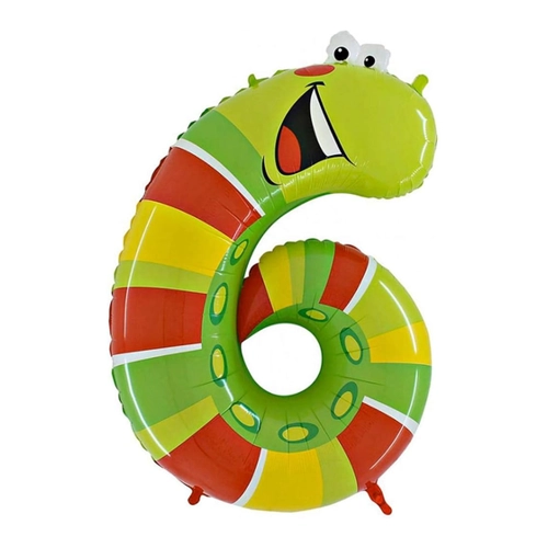 Bild von Animaloon Zahl 6 Raupe als Geburtstags Partyballon