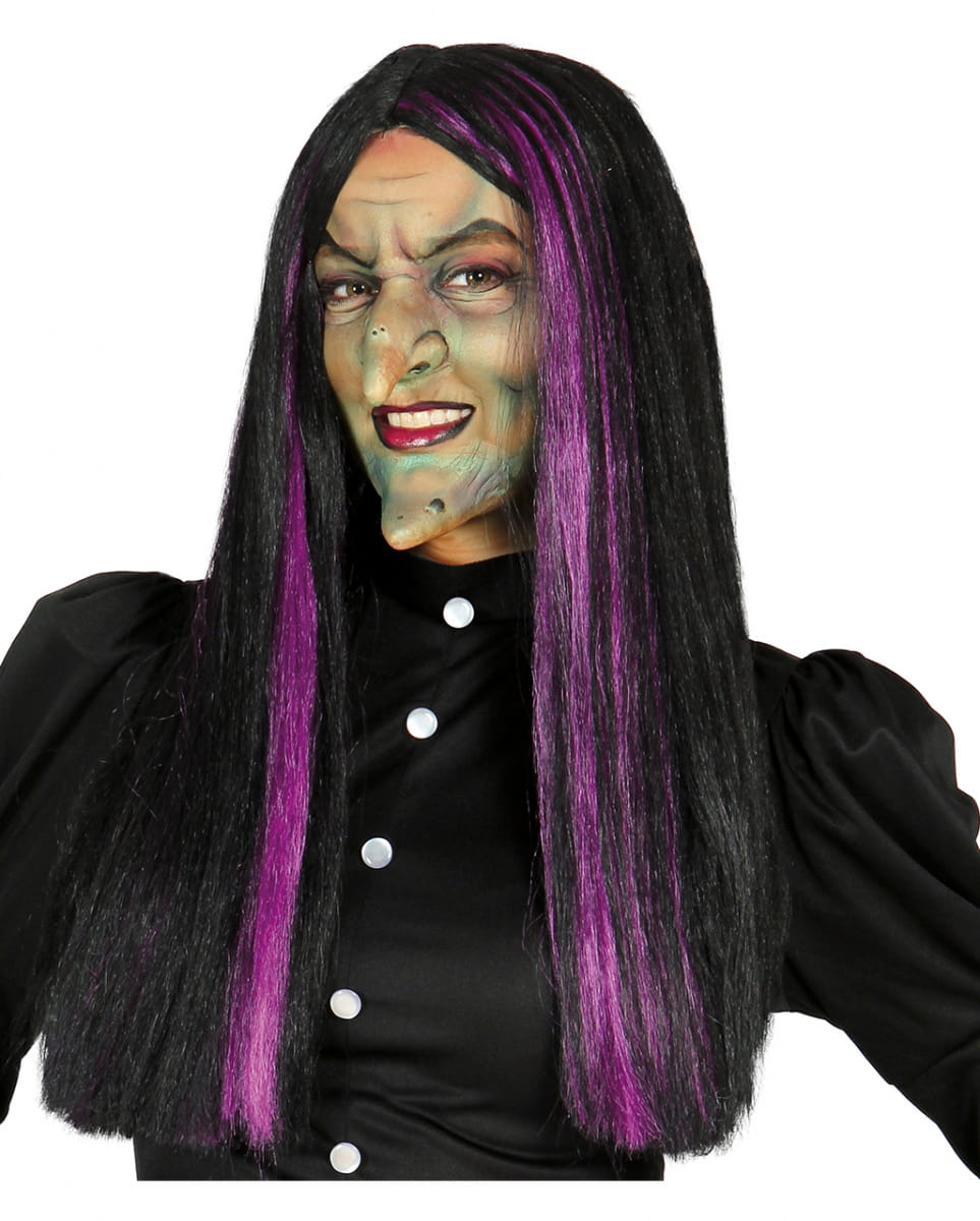 Bild von Hexenperücke mit violetten Strähnen