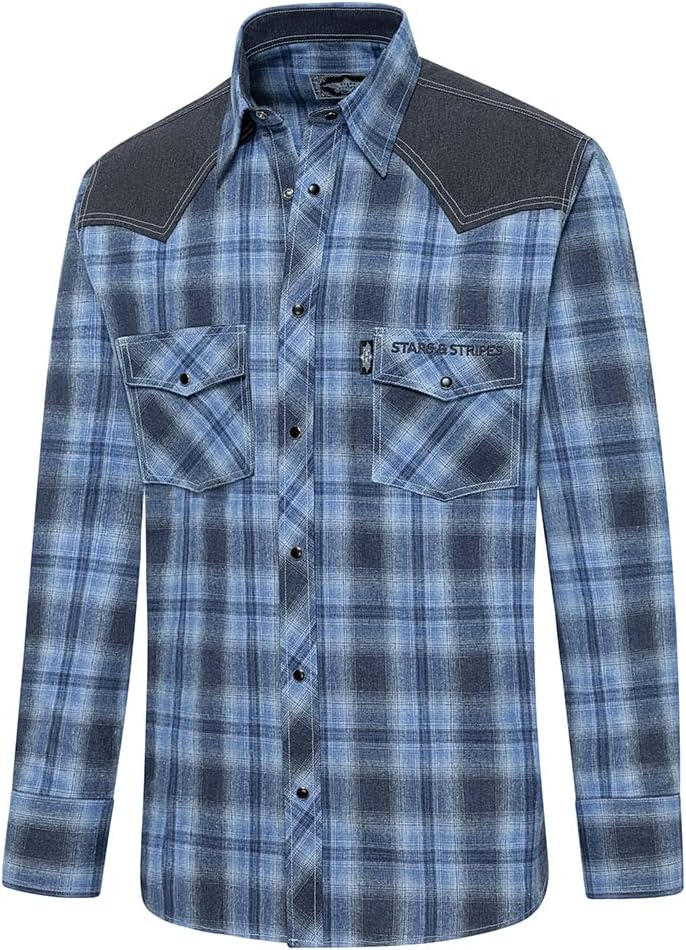 Bild von STARS & STRIPES Herren Westernhemd Hank red & Blue - Western Style Westernkleidung Westernbekleidung (as3, Alpha, x_l, Regular, Regular, blau)