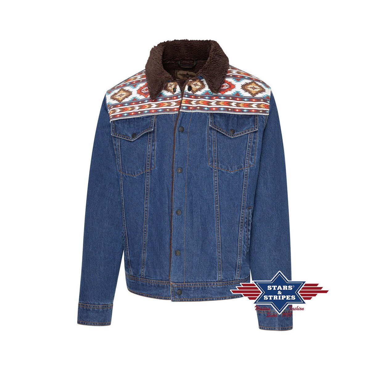 Bild von Western-Jeansjacke mit Schulterbesatz 2XL