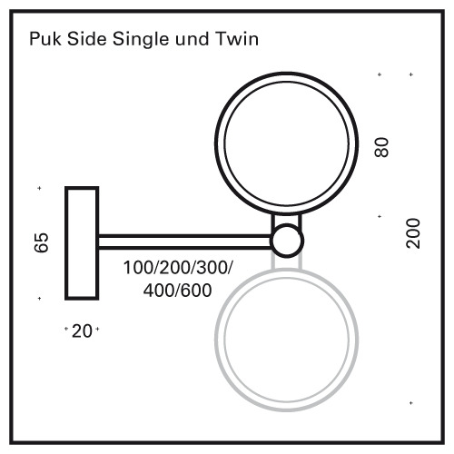 Bild von Top Light PUK MINI SIDE SINGLE Deckenleuchte 40cm schwarz/chrom 2-0872-02
