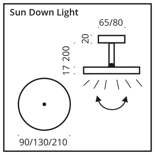 Bild von Top Light Sun Deckenleuchte ø13 cm Downlight LED, anthrazit/Stab Chrom glänzend