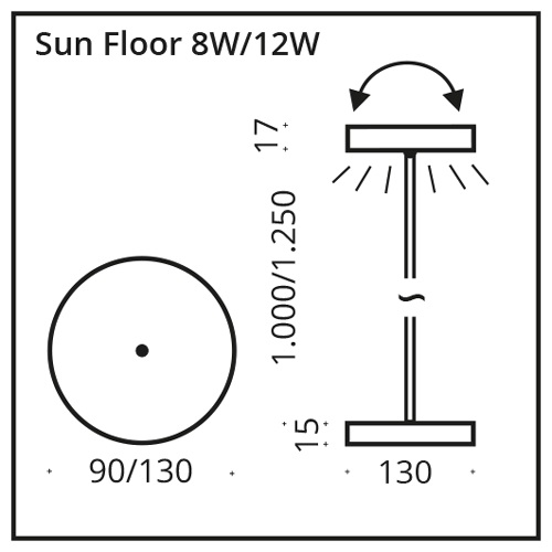 Bild von Top Light SUN FLOOR LED-Leseleuchte 125cm/9cm chrom matt 7-3339011